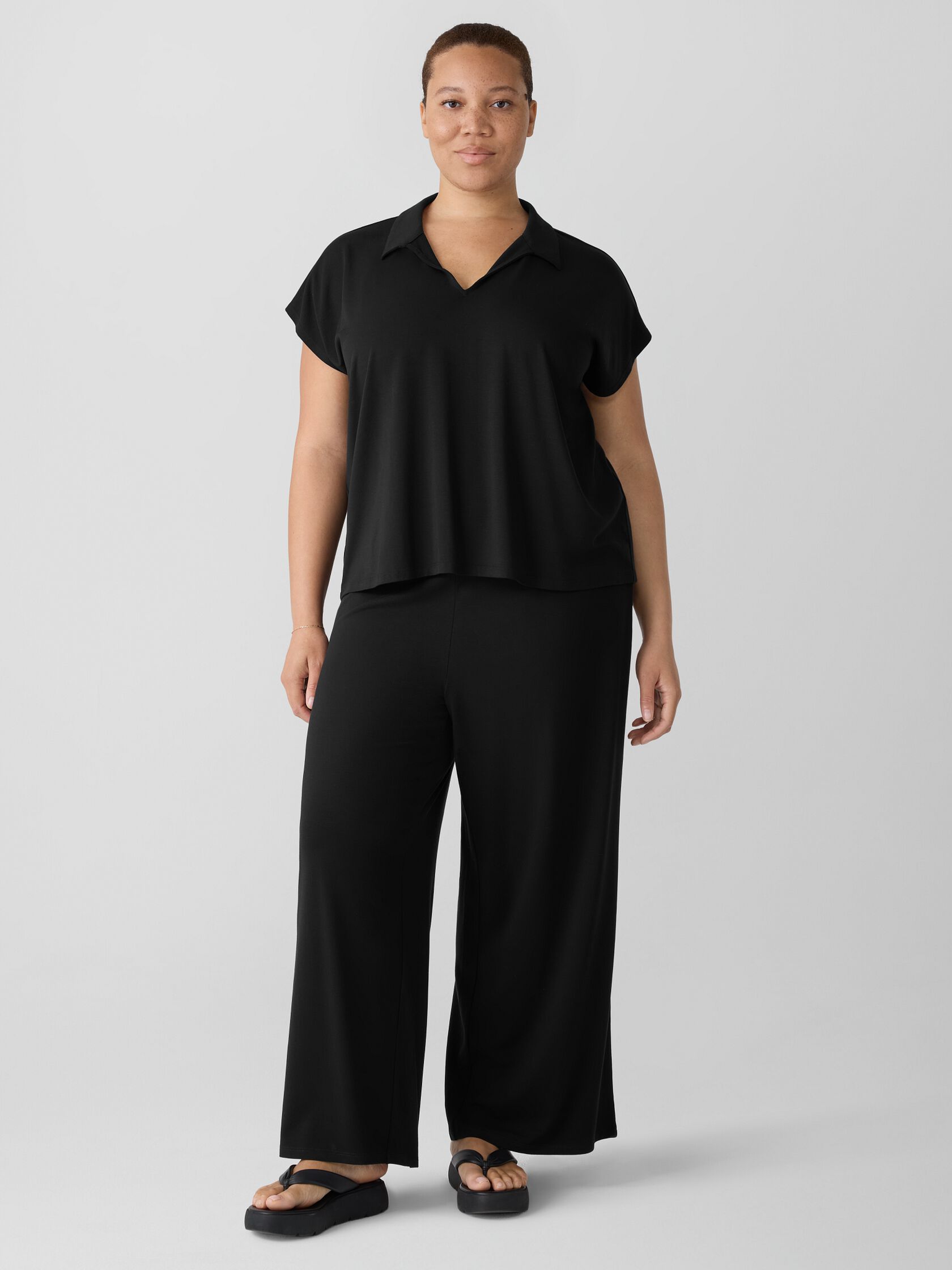 Fine Jersey Split Neck Top