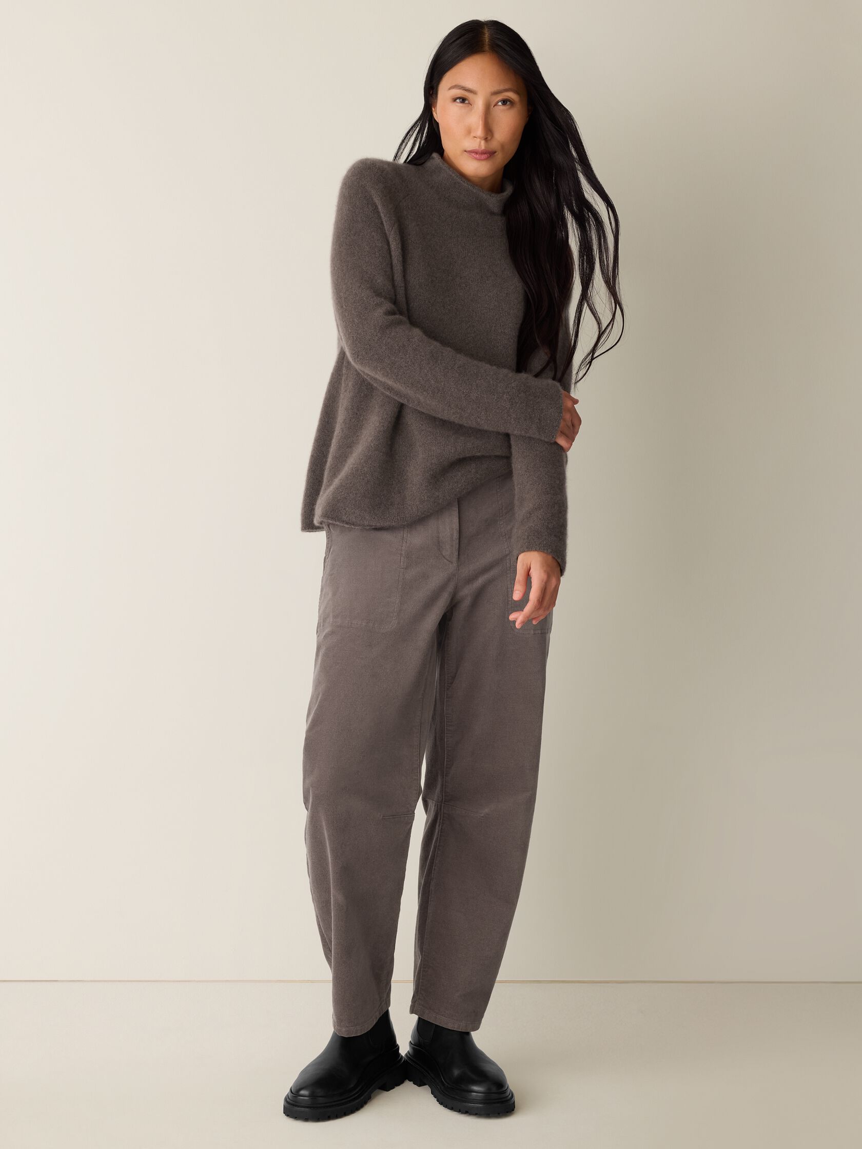 Cashmere Silk Boucle Bliss Turtleneck Top