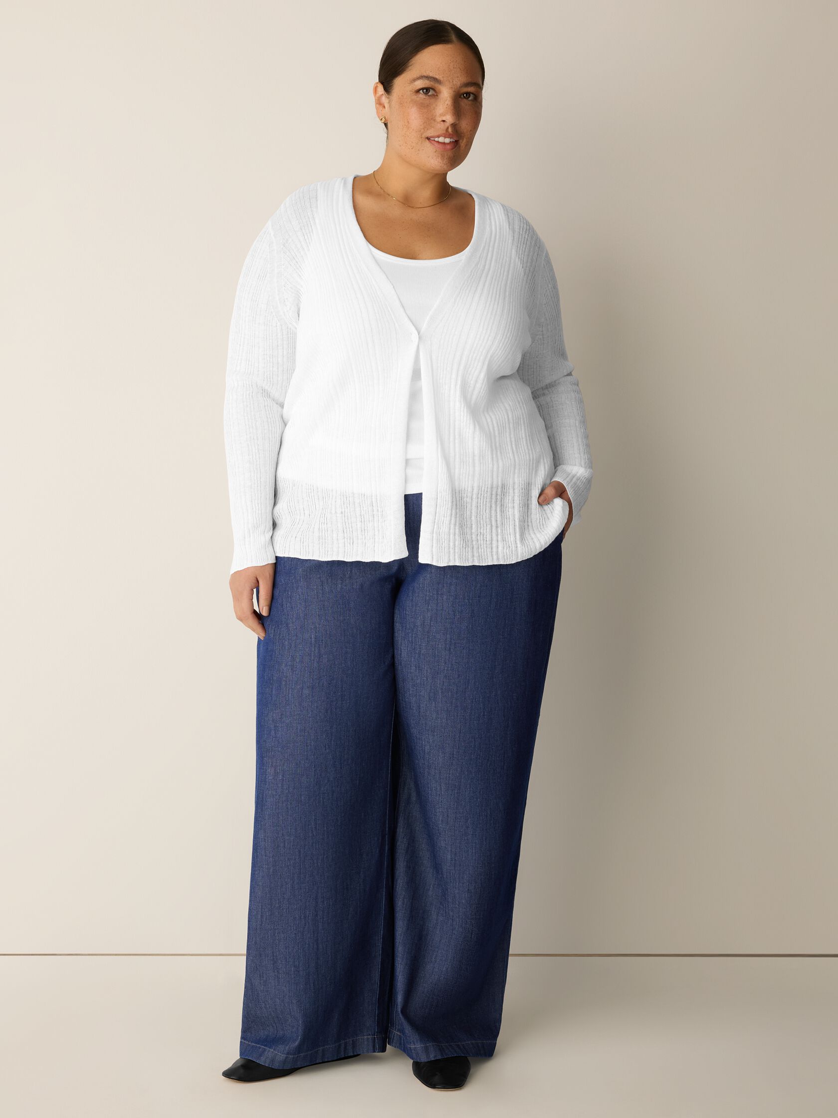 Organic Linen Cotton V-Neck Cardigan