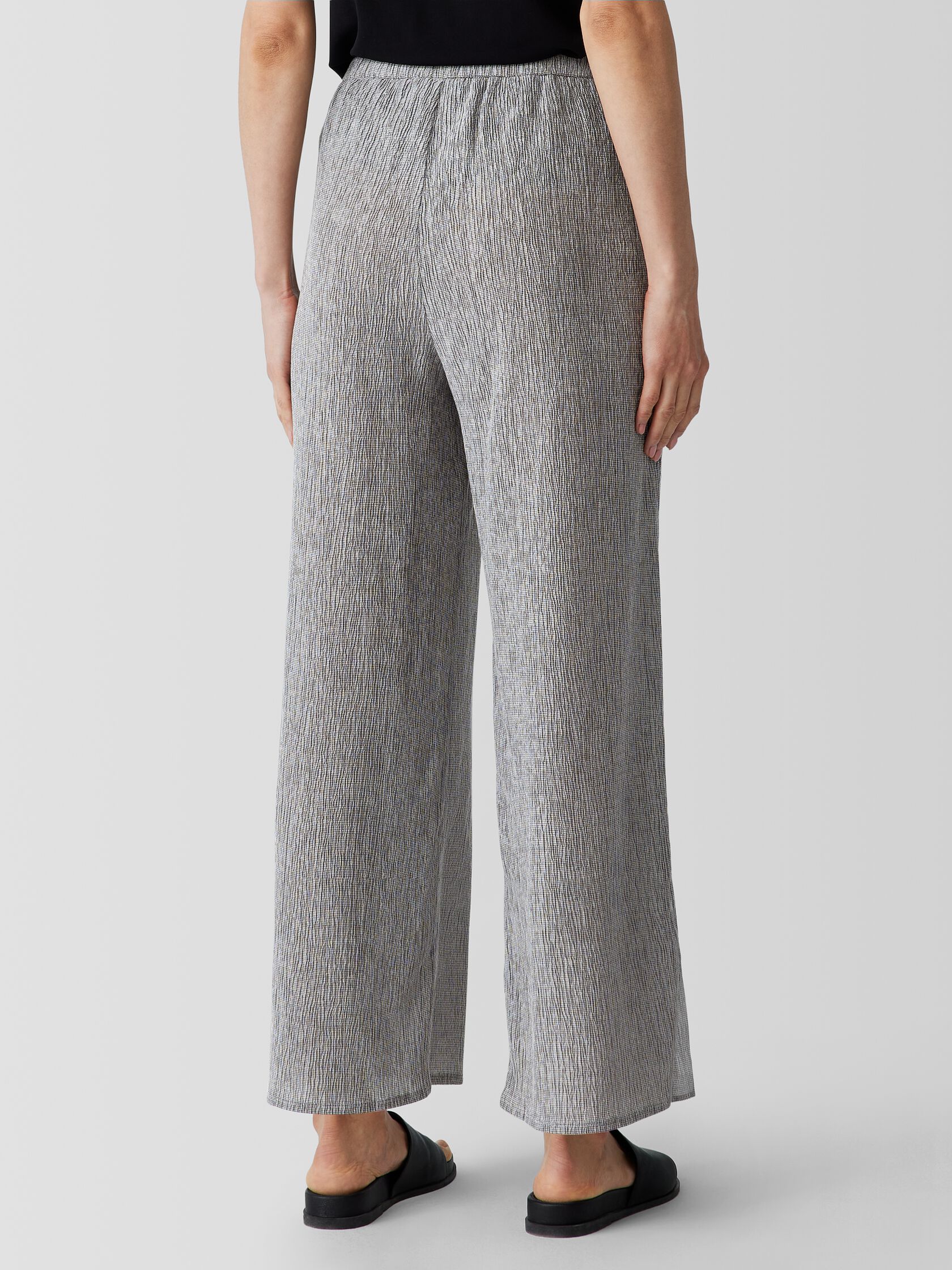 Woven Plissé Wide-Leg Pant