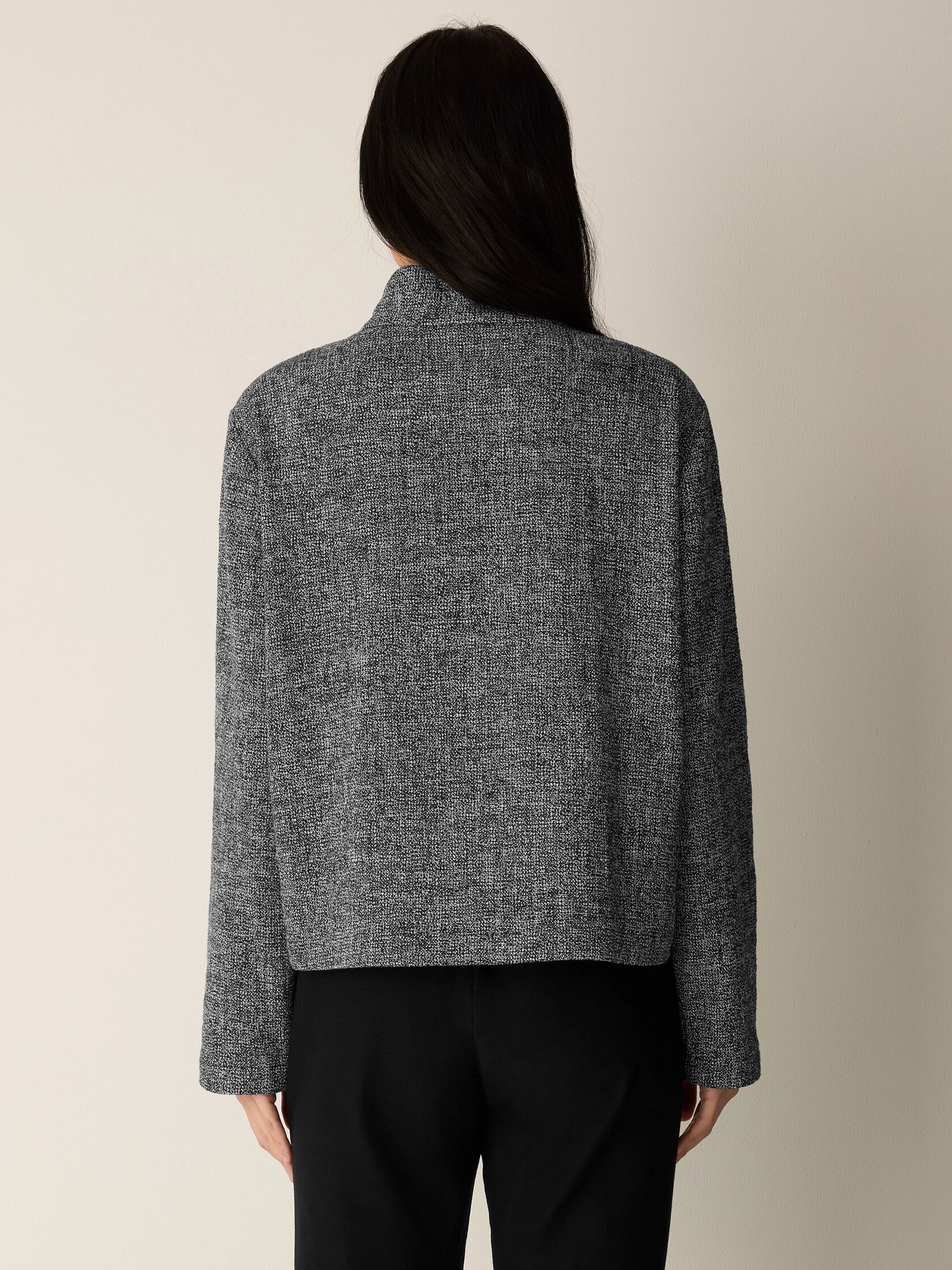 Organic Cotton Tweed Stand Collar Jacket