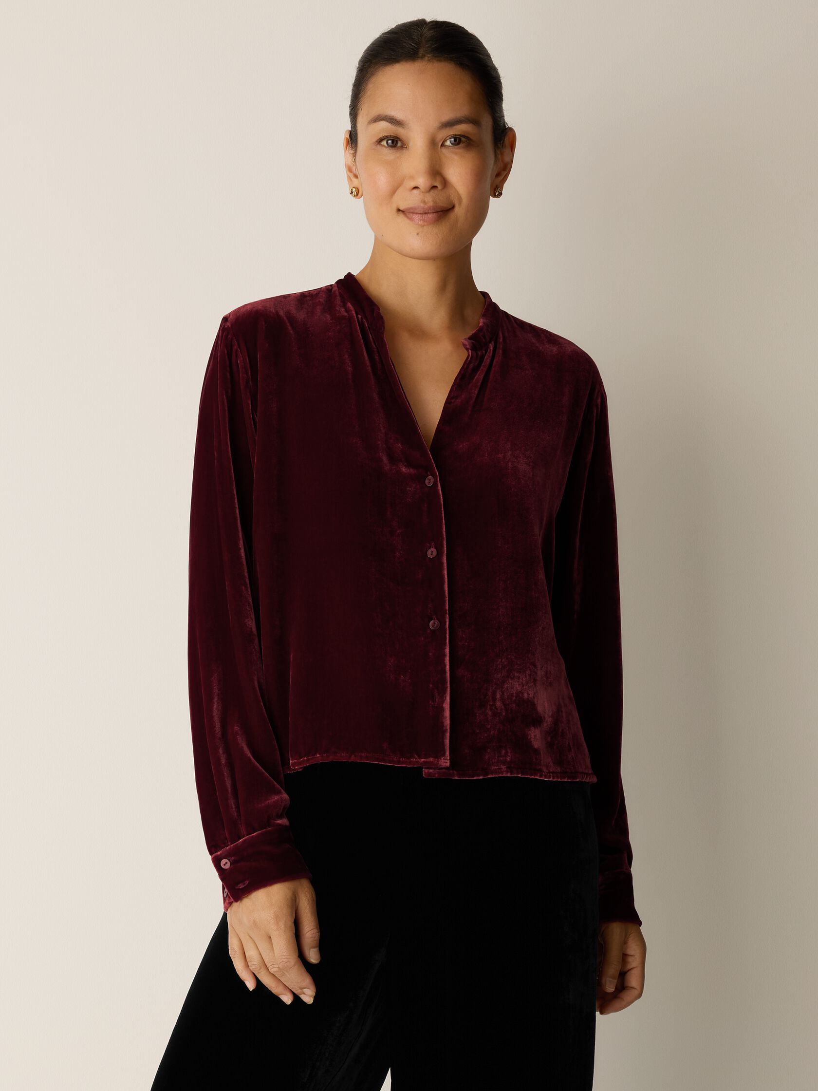 Velvet Band Collar Shirt