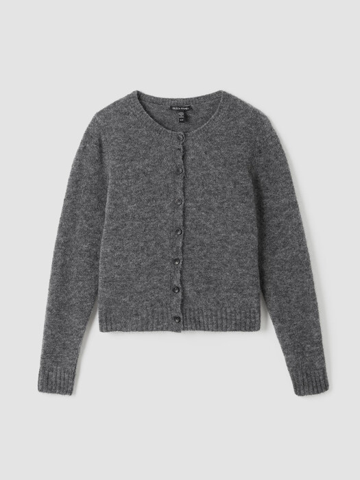 Mohair Plush Mélange Crew Neck Cardigan