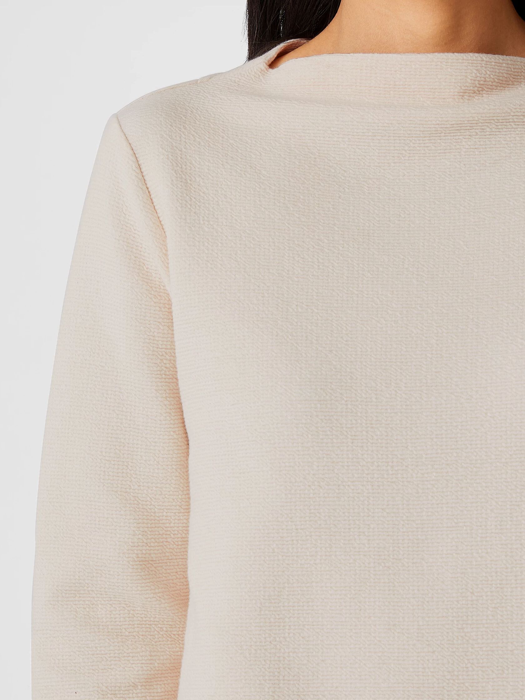 Crinkled Organic Cotton Funnel Neck Top
