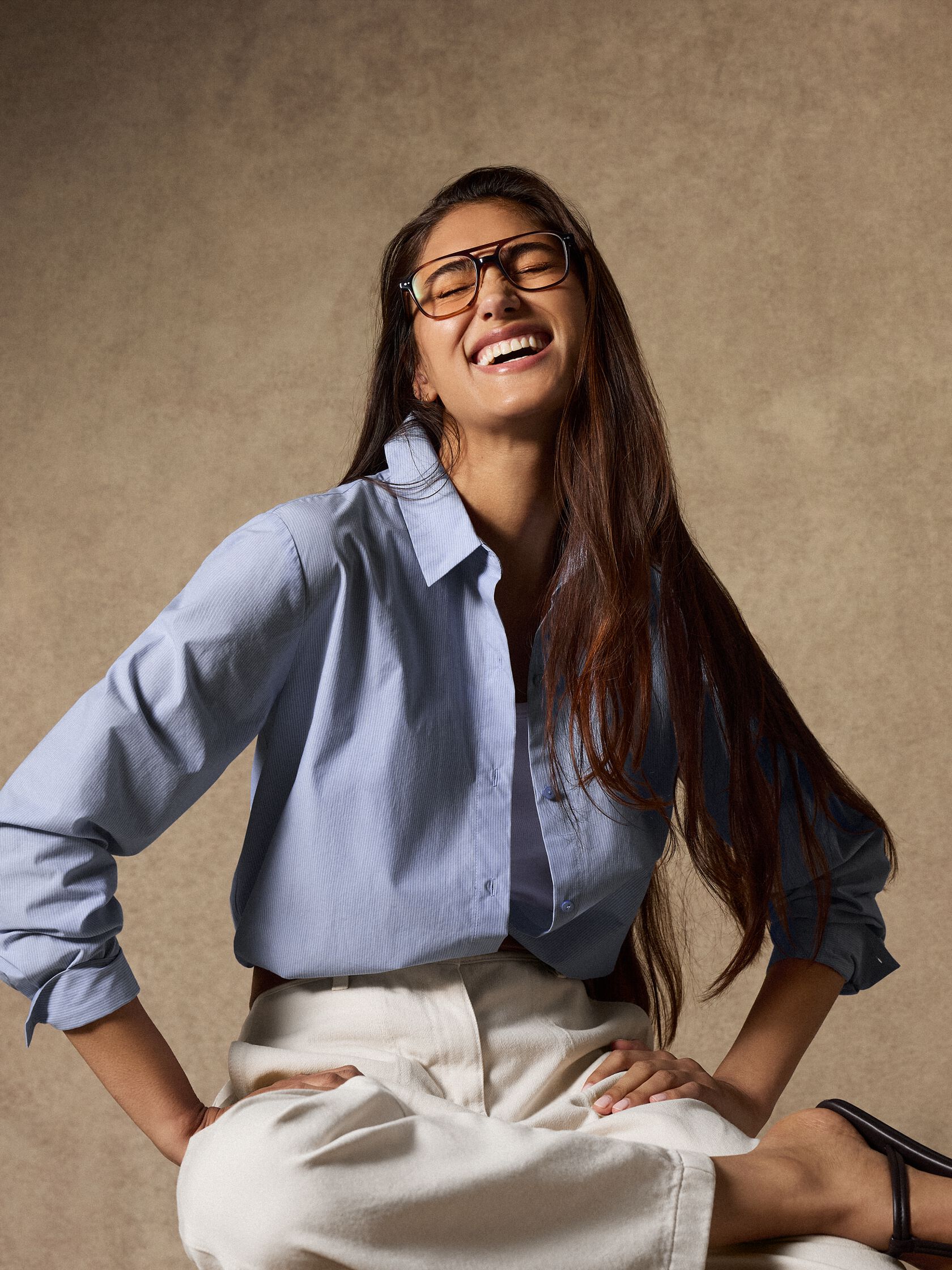 Striped Organic Cotton Poplin Classic Collar Shirt