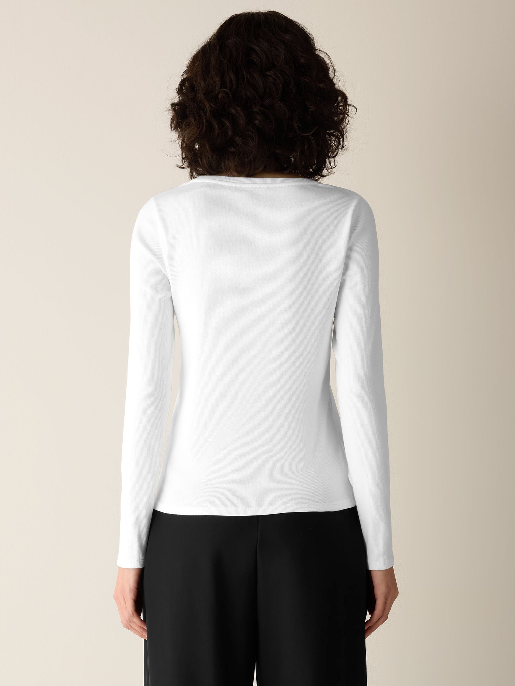 Organic Cotton Stretch Rib V-Neck Top