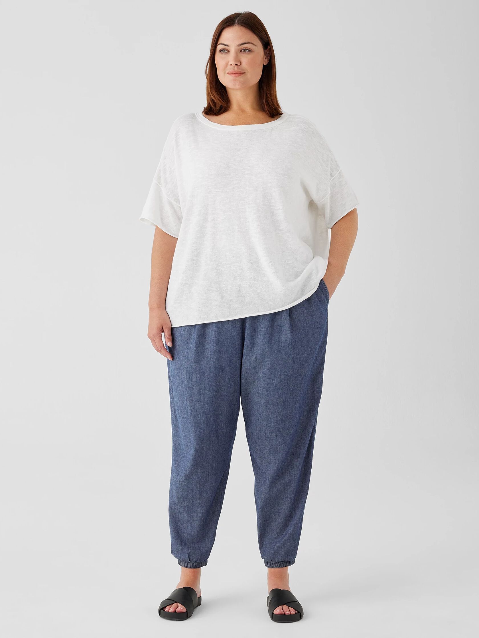 Organic Linen Cotton Slub Bateau Neck Top