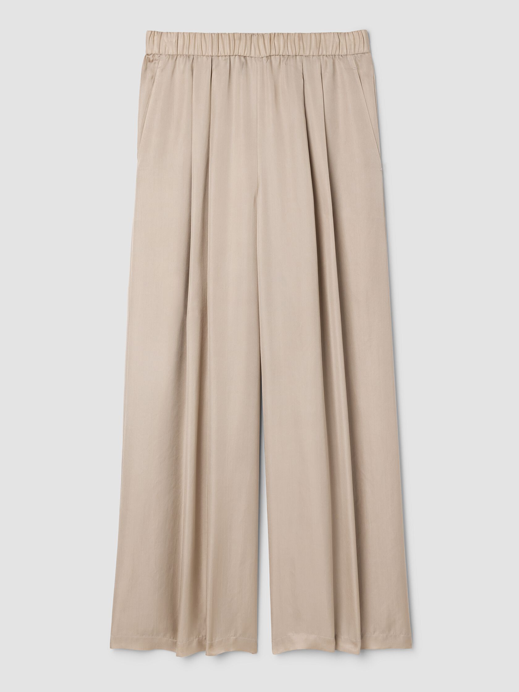 Lightweight Satin Shimmer Full-Length Wide Pant