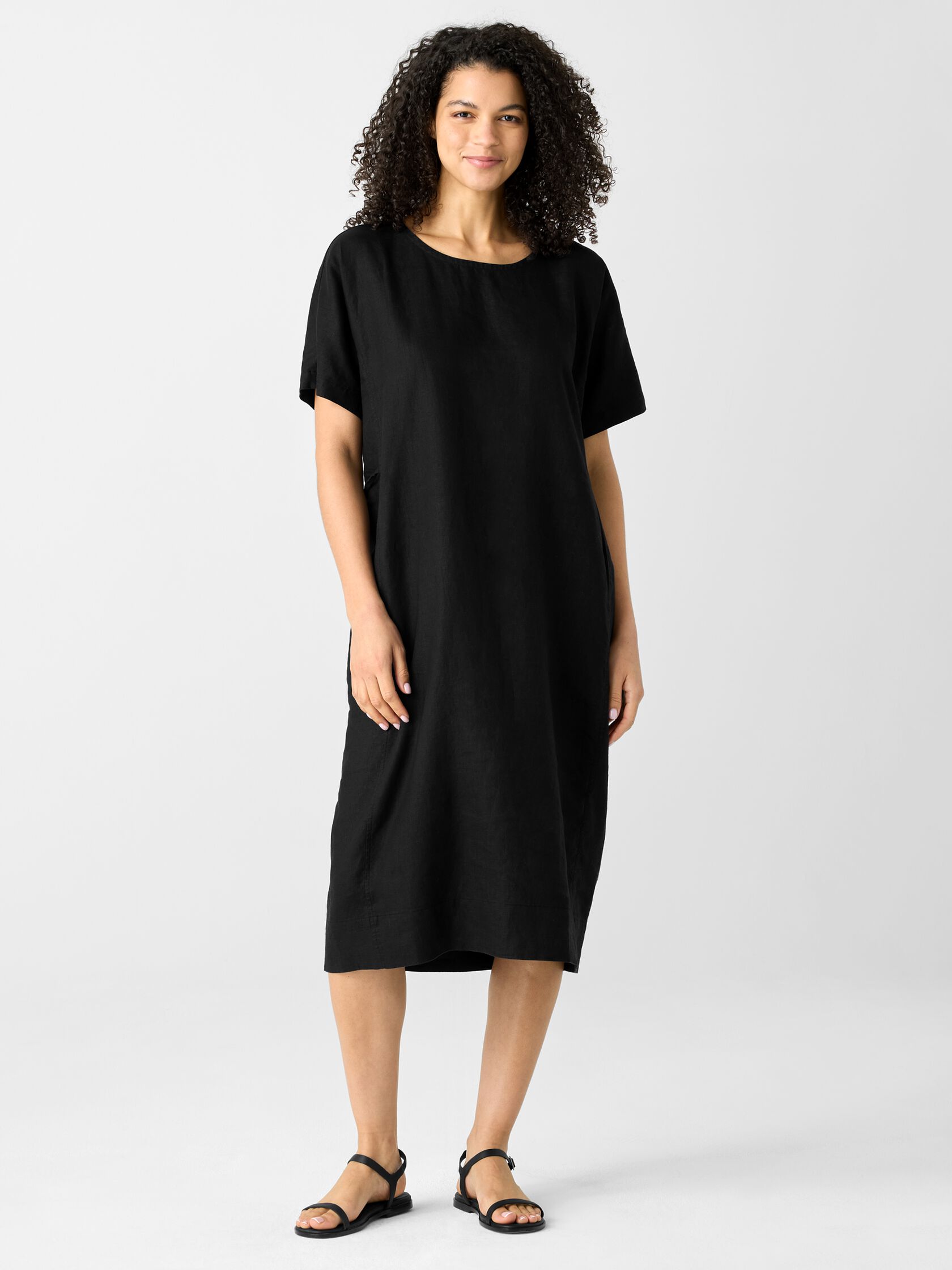 Organic Linen Jewel Neck Dress