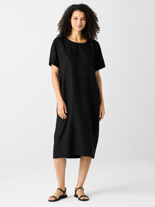 Organic Linen Jewel Neck Dress