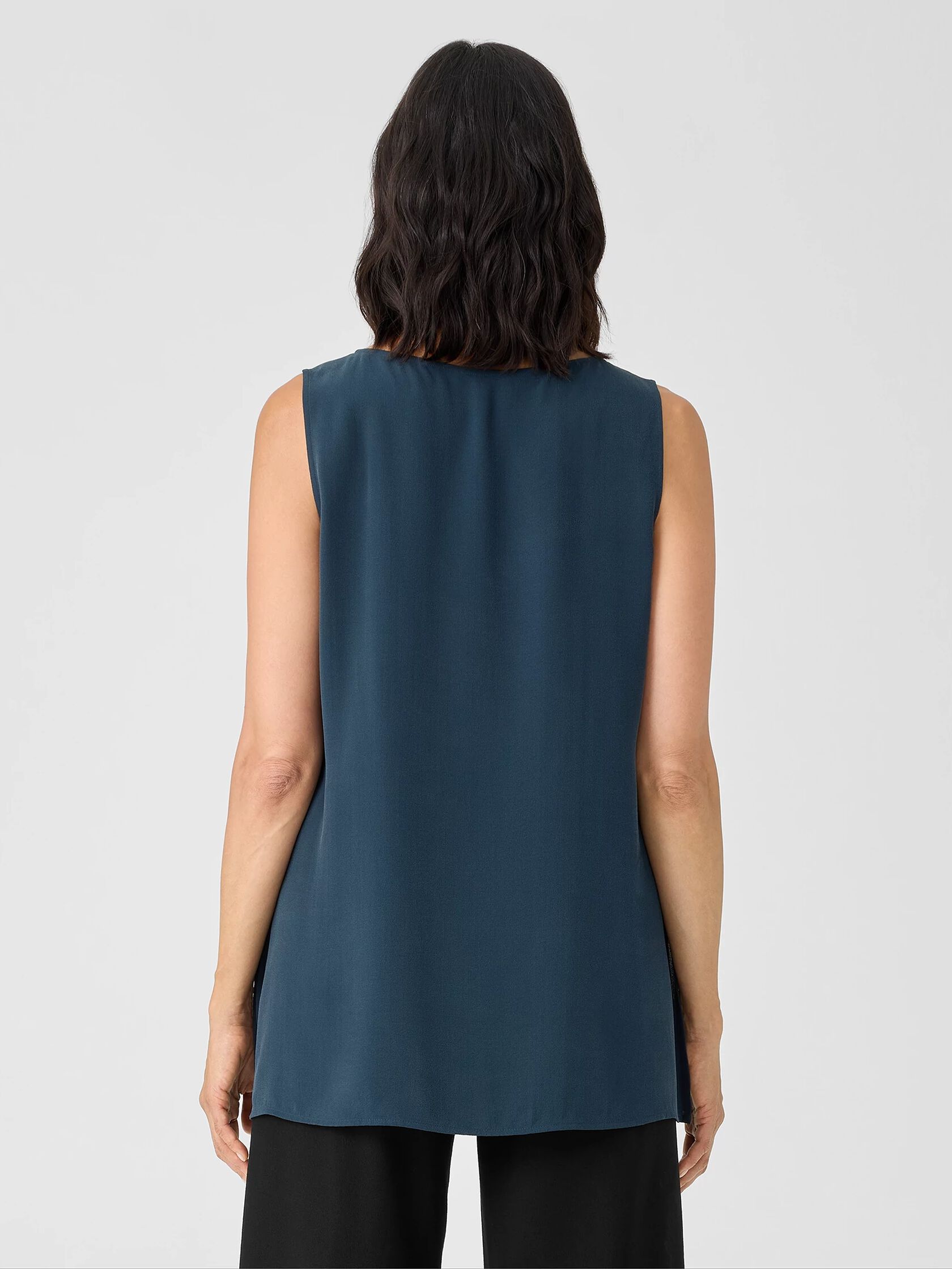 Silk Georgette Crepe Ballet Neck Tank