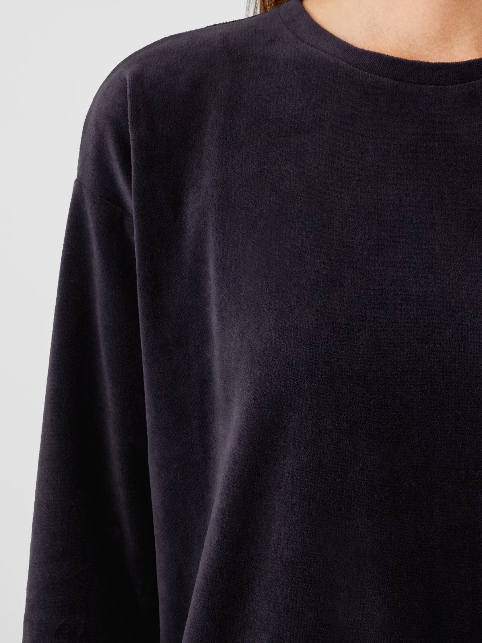 Cotton Velour Crew Neck Long Top