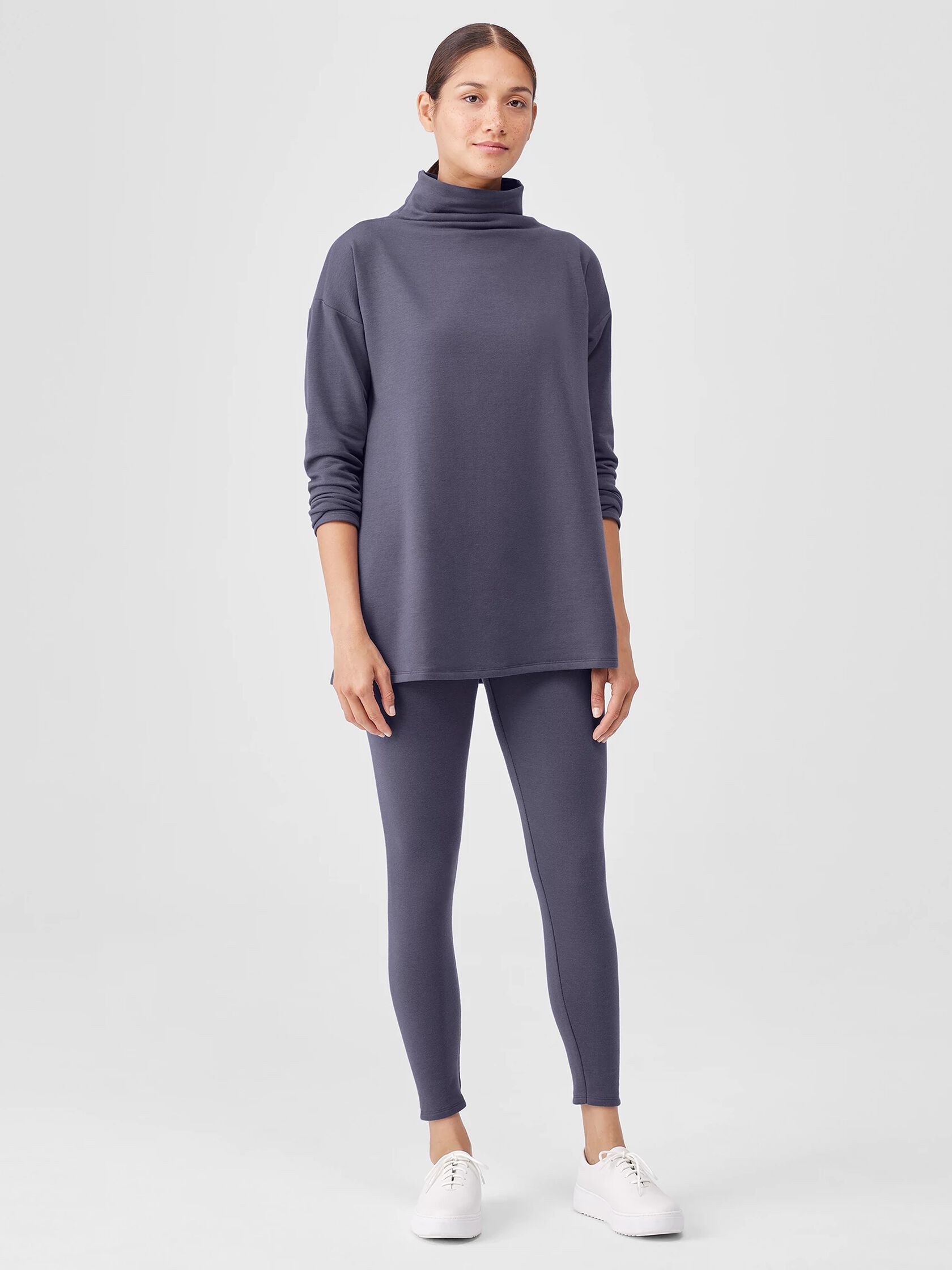 Cozy Brushed Terry Hug Funnel Neck Top