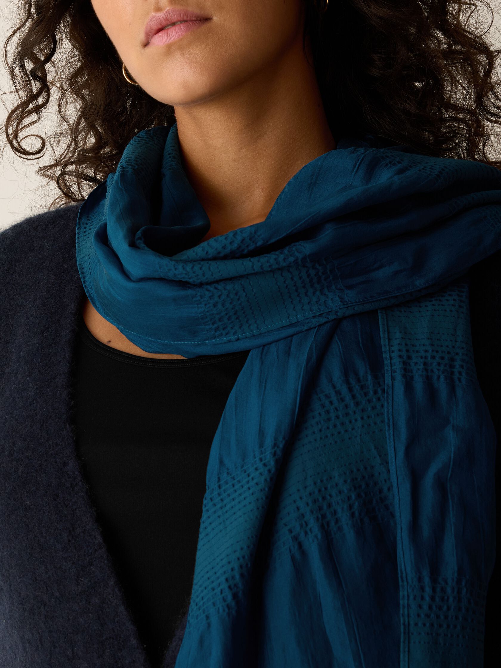 Silk Cotton Pucker Scarf