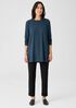 Stretch Jersey Knit Crew Neck Long Top