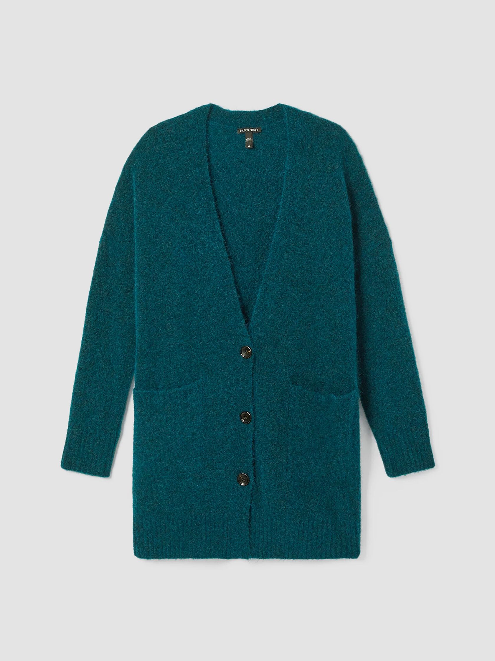 Mohair Plush Mélange V-Neck Cardigan