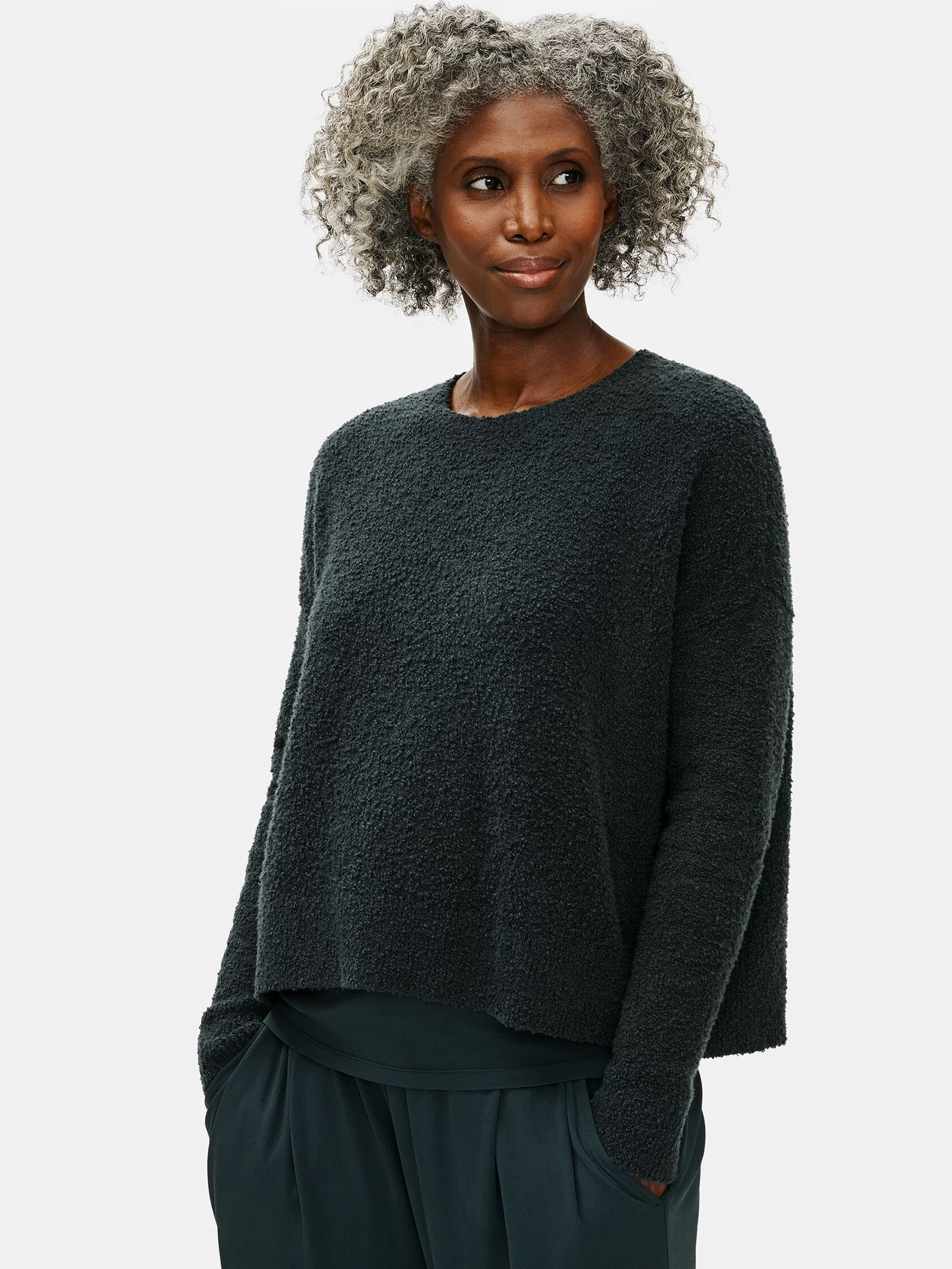 Organic Cotton Boucle Crew Neck Box-Top