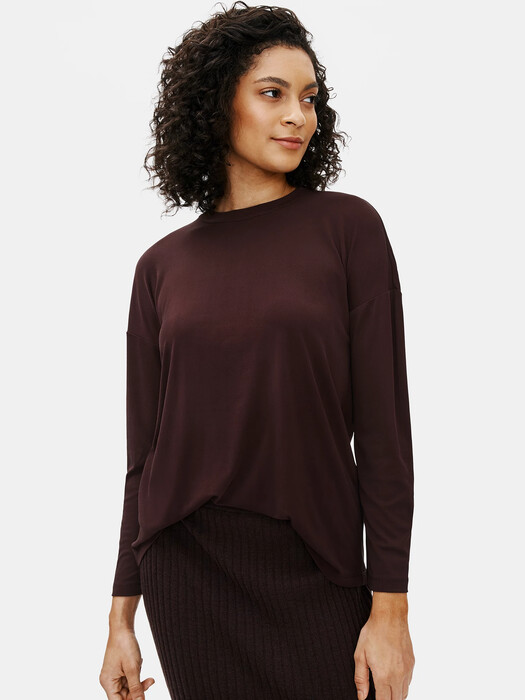 Stretch Silk Jersey Crew Neck Top
