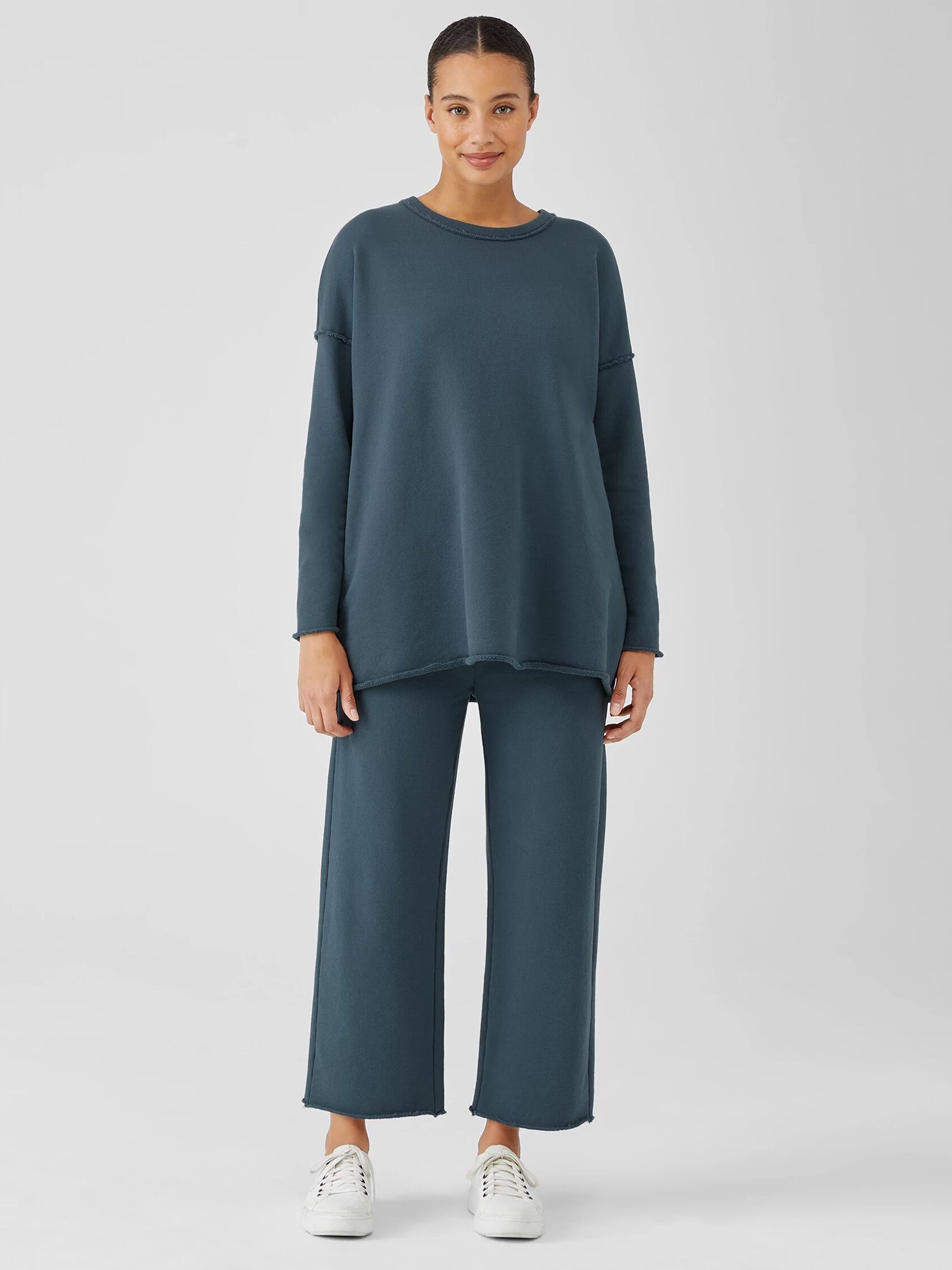 Organic Cotton French Terry Crew Neck Top | EILEEN FISHER