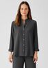Mini Check Crepe Mandarin Collar Top