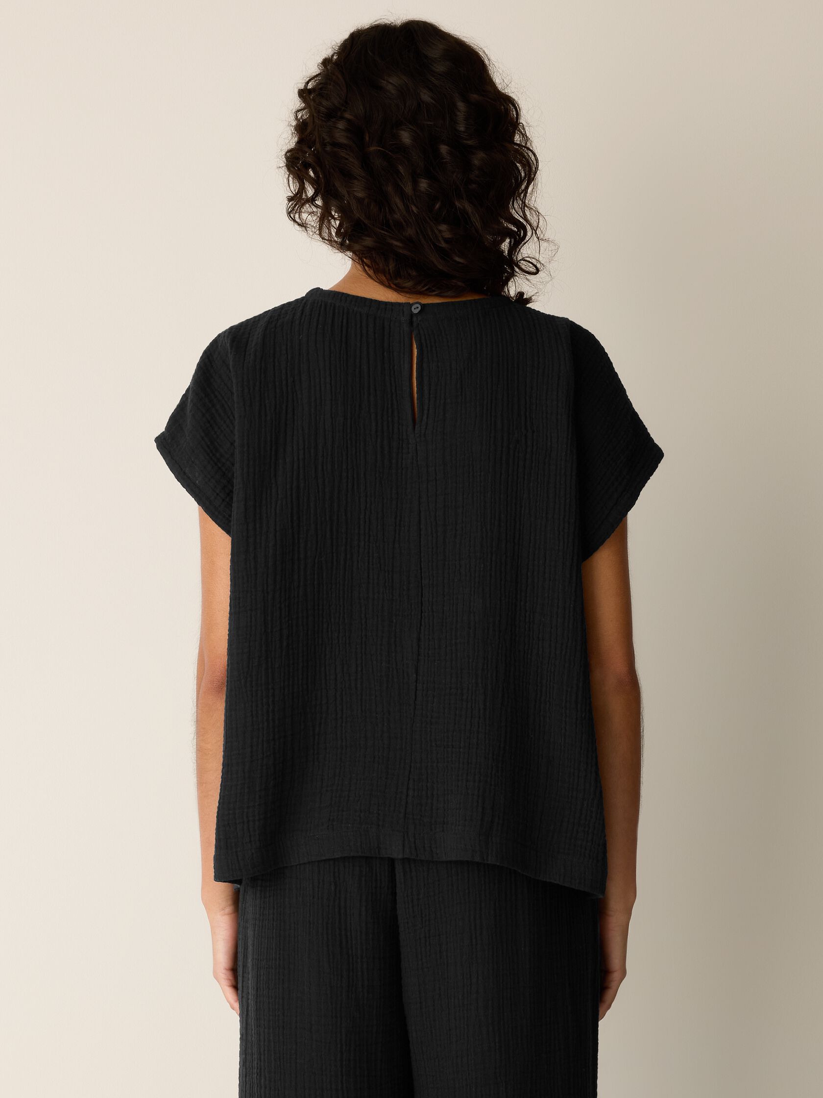 Organic Cotton Lofty Gauze Round Neck Box-Top