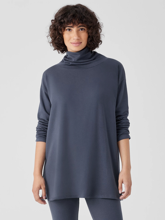 Cozy Brushed Terry Hug Funnel Neck Long Top