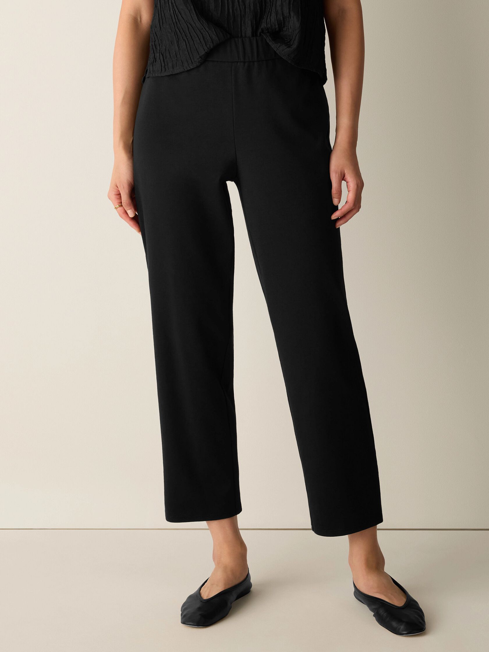 Cotton Blend Ponte Straight Pant
