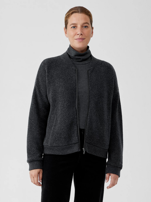 Boucle Wool Knit Flight Jacket | EILEEN FISHER