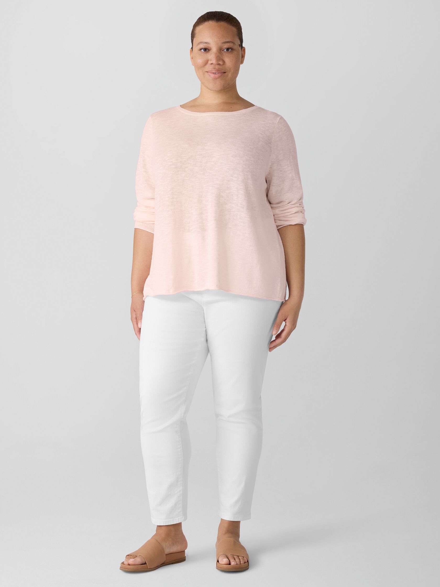 Organic Linen Cotton Slub Bateau Neck Top