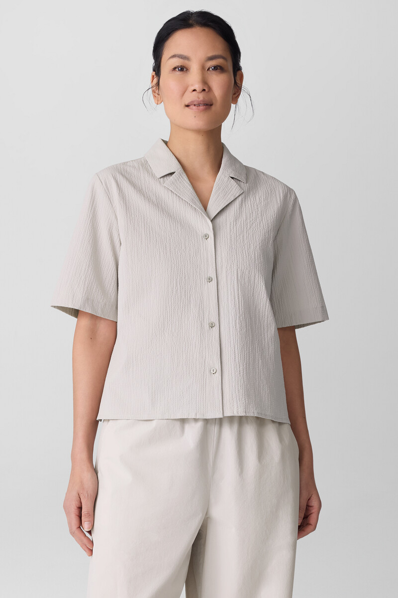 Organic Cotton Pucker Notch Collar Shirt Organic Cotton Pucker Notch Collar Shirt