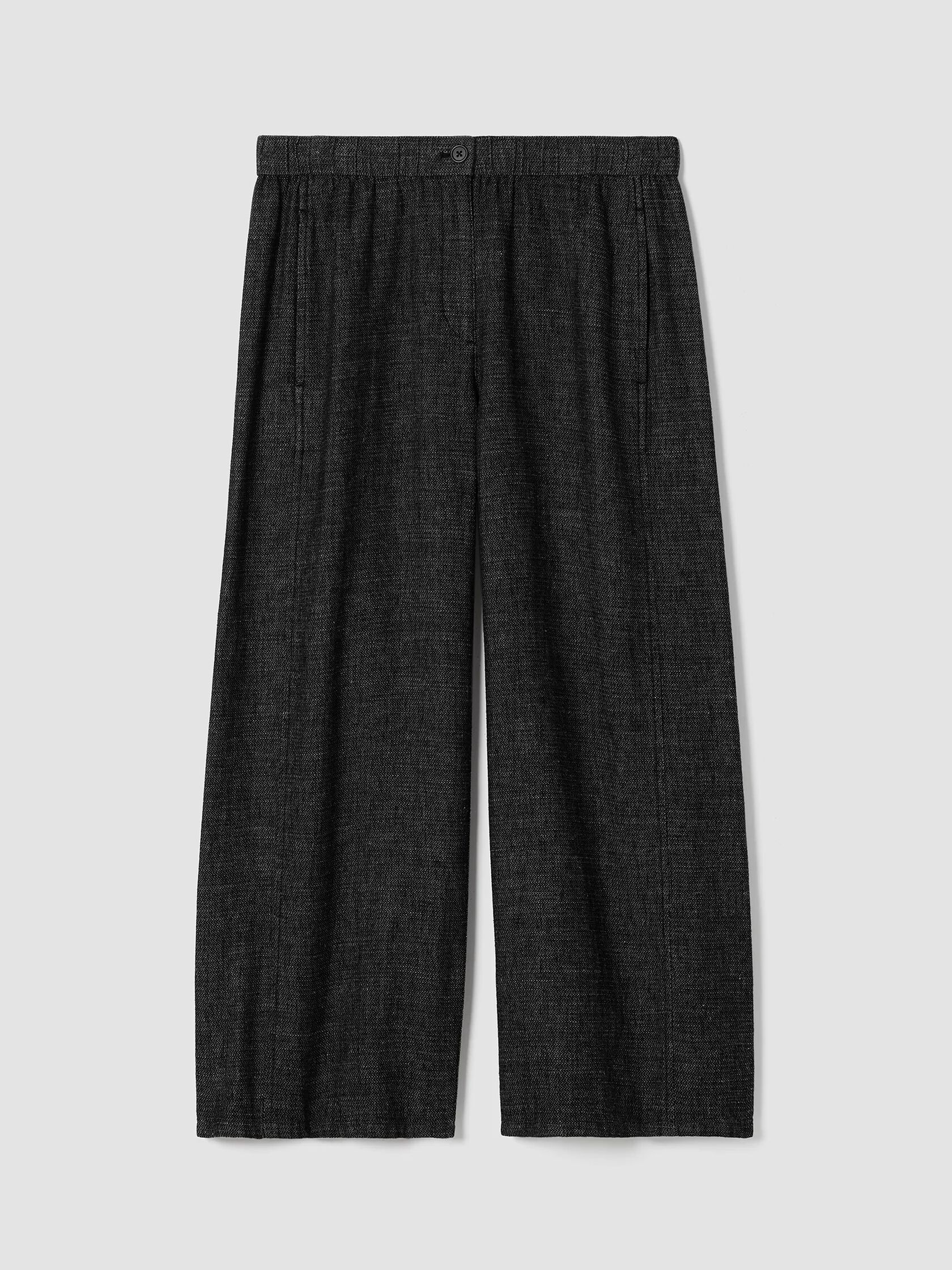 Tweedy Hemp Cotton Wide-Leg Pant