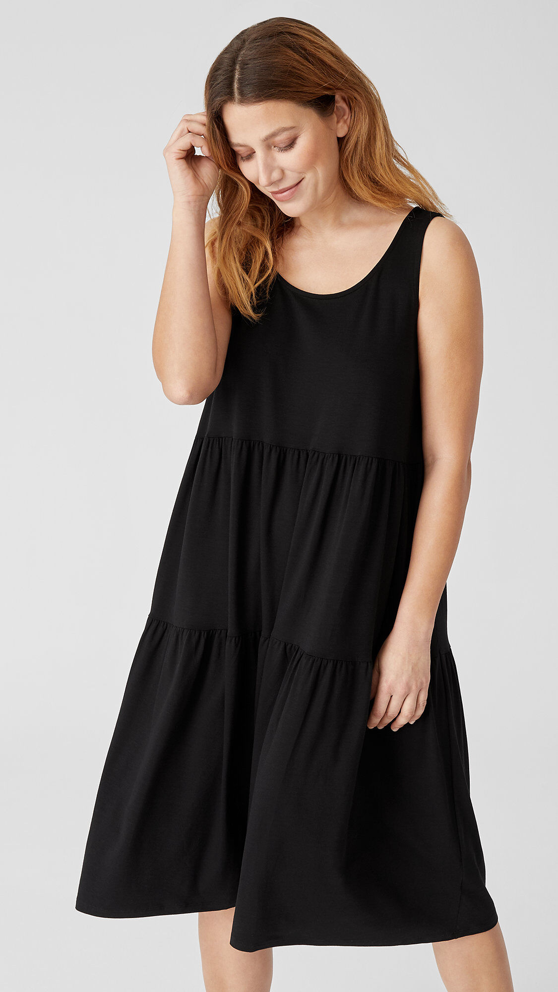 eileen fisher tiered linen dress Organic Linen Tiered Dress