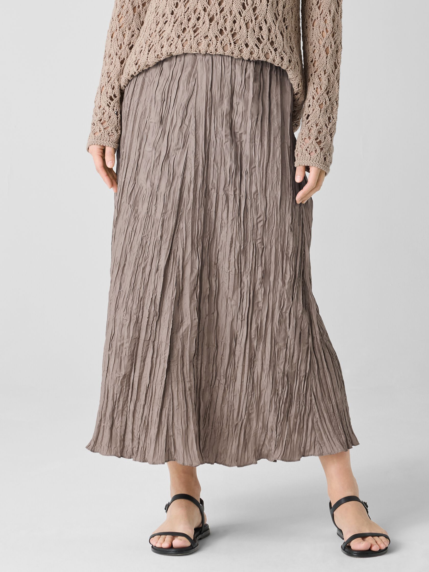 Crushed Silk Flared Skirt