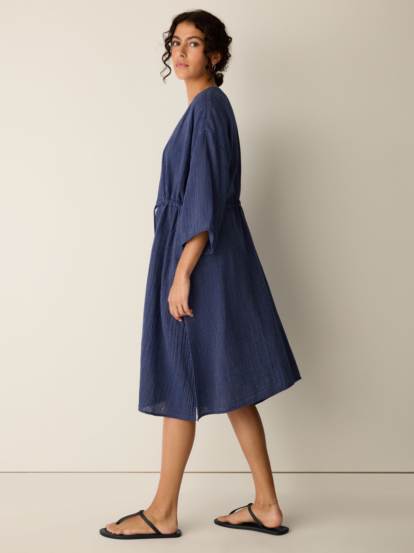 Striped Organic Cotton Gauze Caftan
