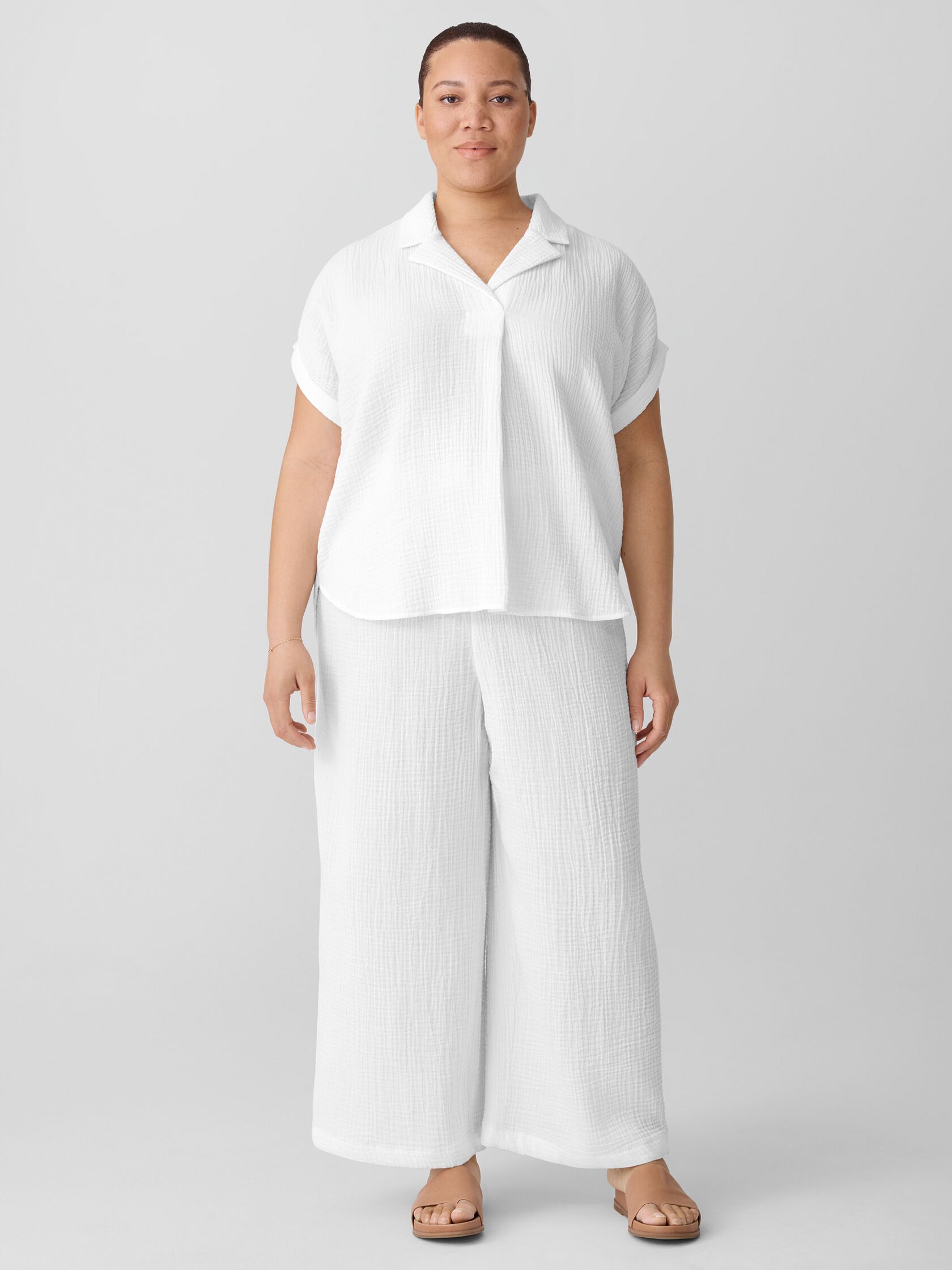 Organic Cotton Lofty Gauze Wide-Leg Pant