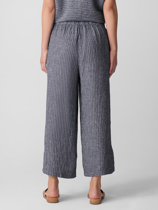 Puckered Organic Linen Wide-Leg Pant