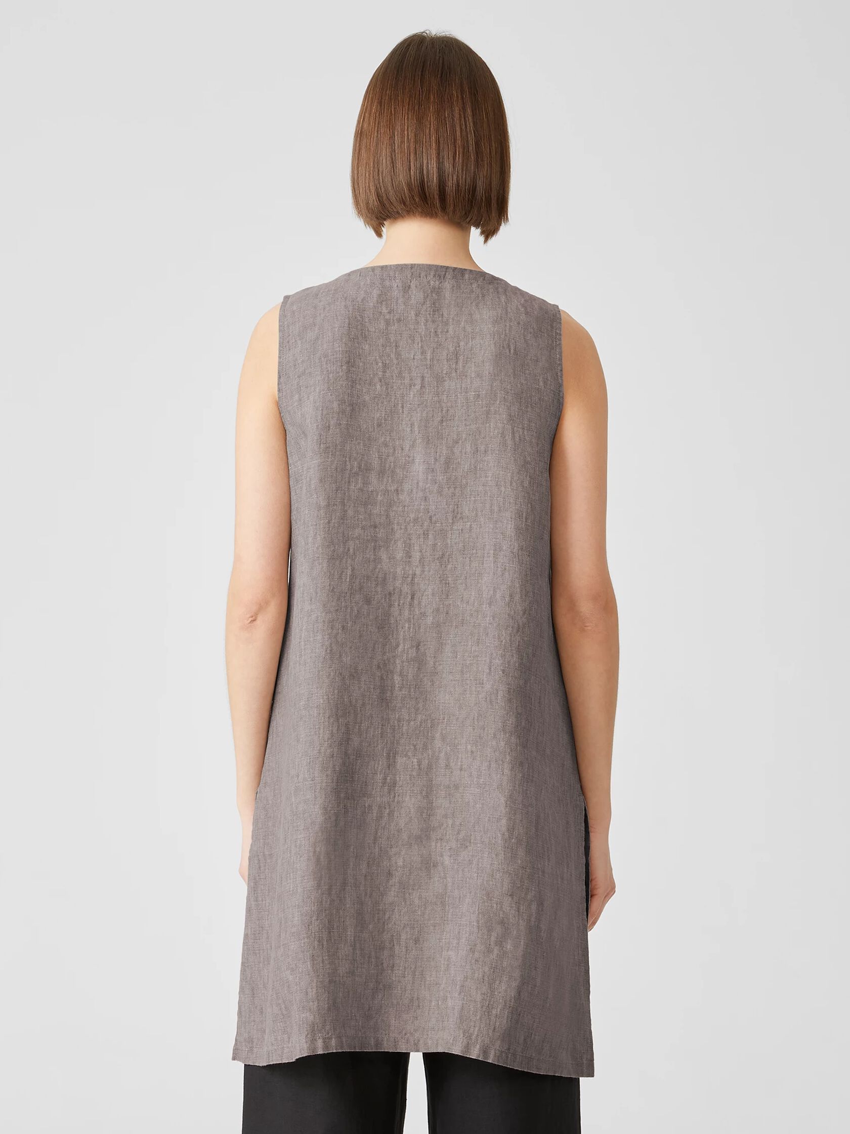 Washed Organic Linen Delave V-Neck Top