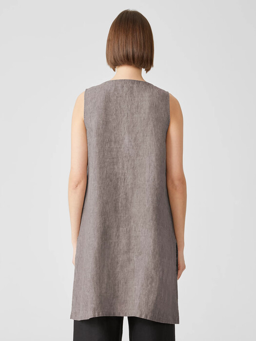 Washed Organic Linen Delave V-Neck Top