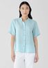 Organic Handkerchief Linen Band Collar Short-Sleeve Shirt
