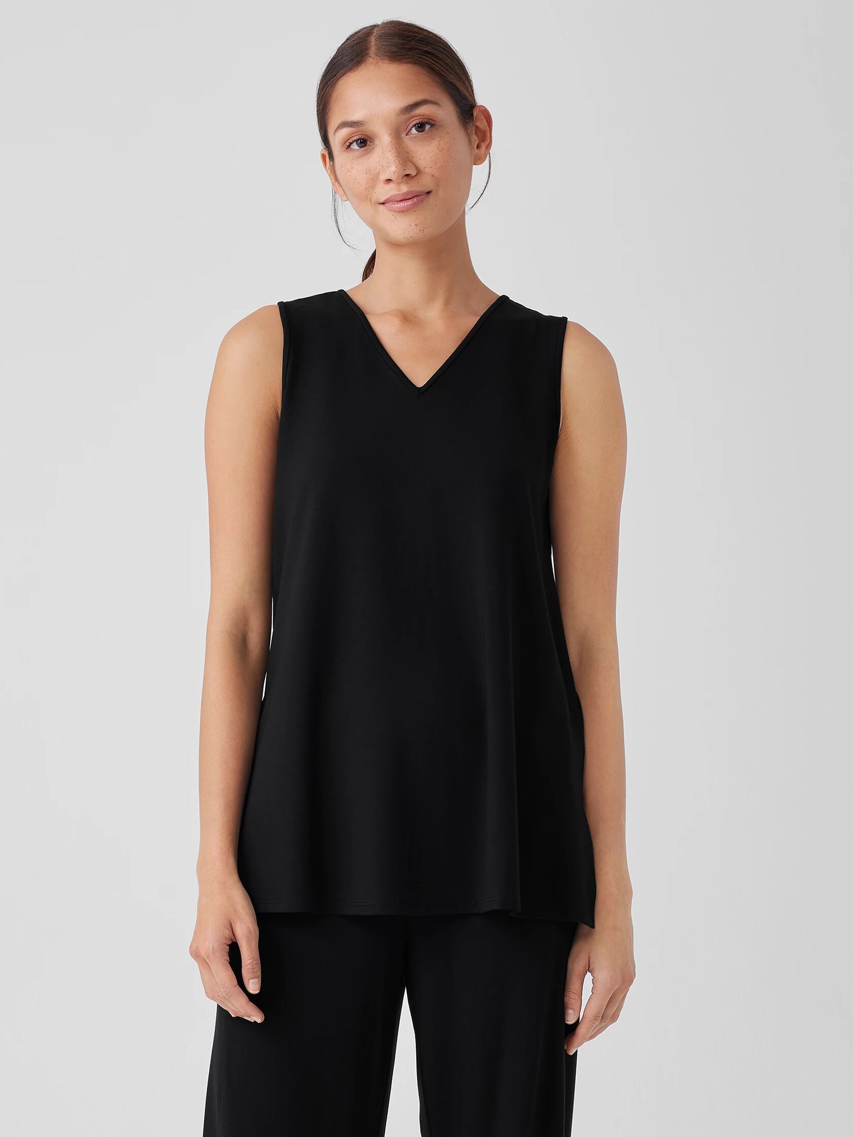 Stretch Jersey Knit V-Neck Tank