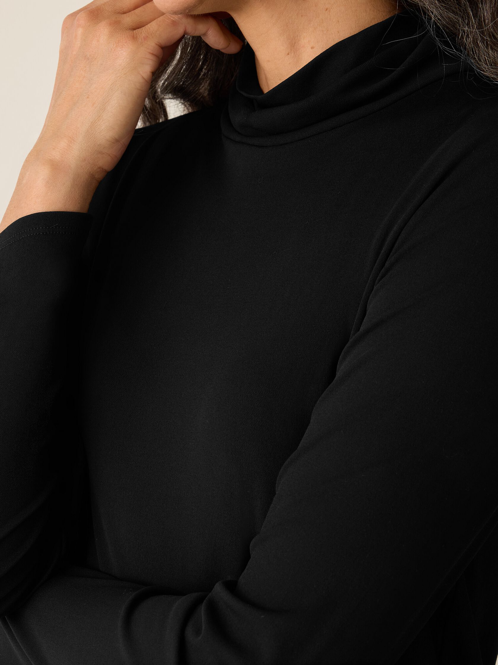 Stretch Silk Jersey Turtleneck Top