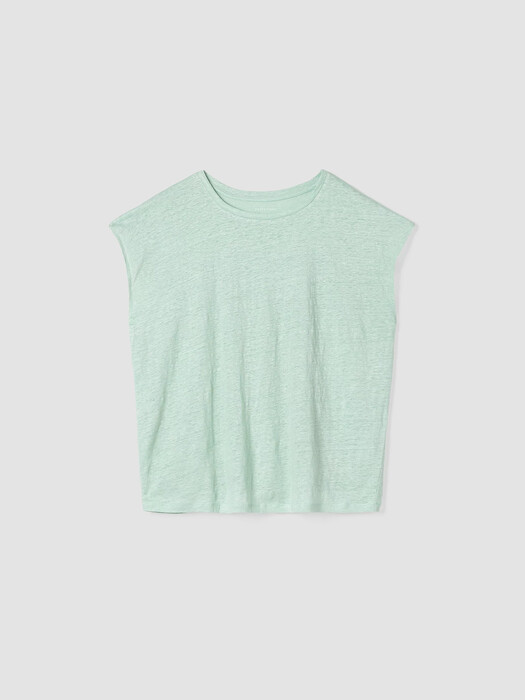 Organic Linen Jersey Shirred-Back Top
