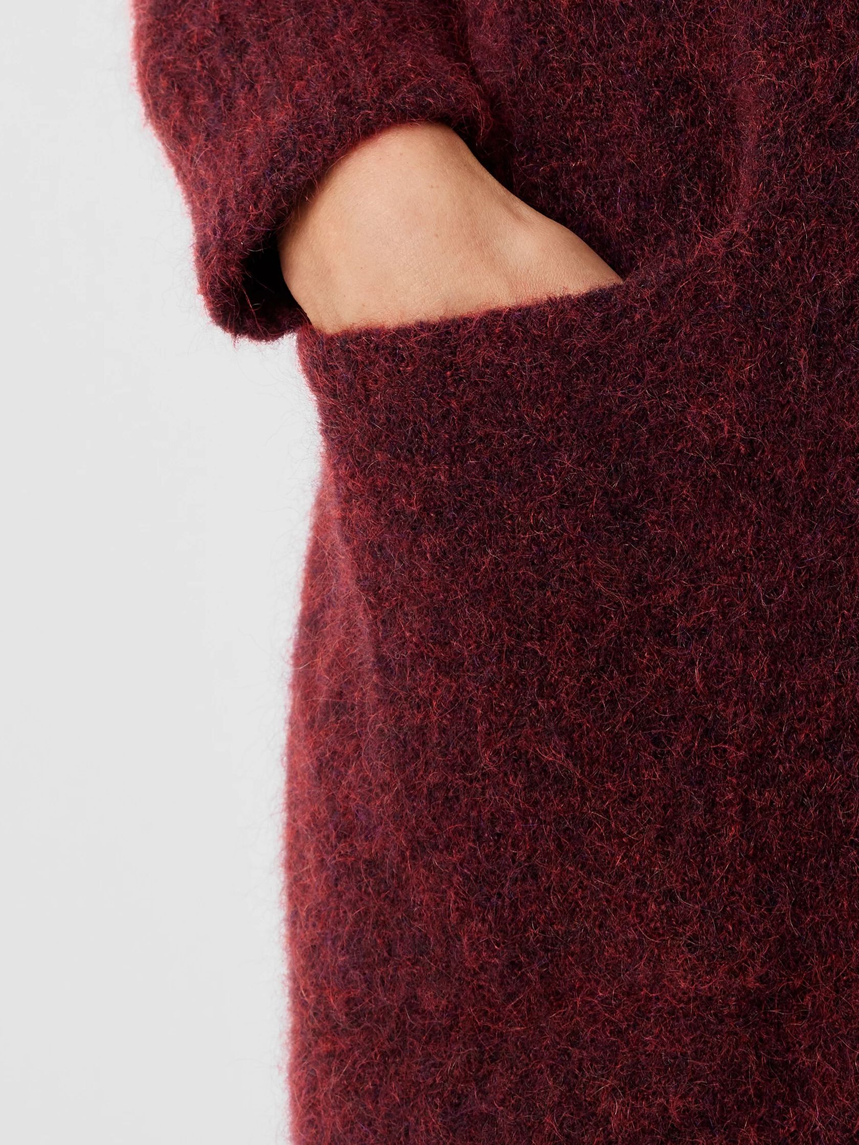 Mohair Plush Mélange V-Neck Cardigan