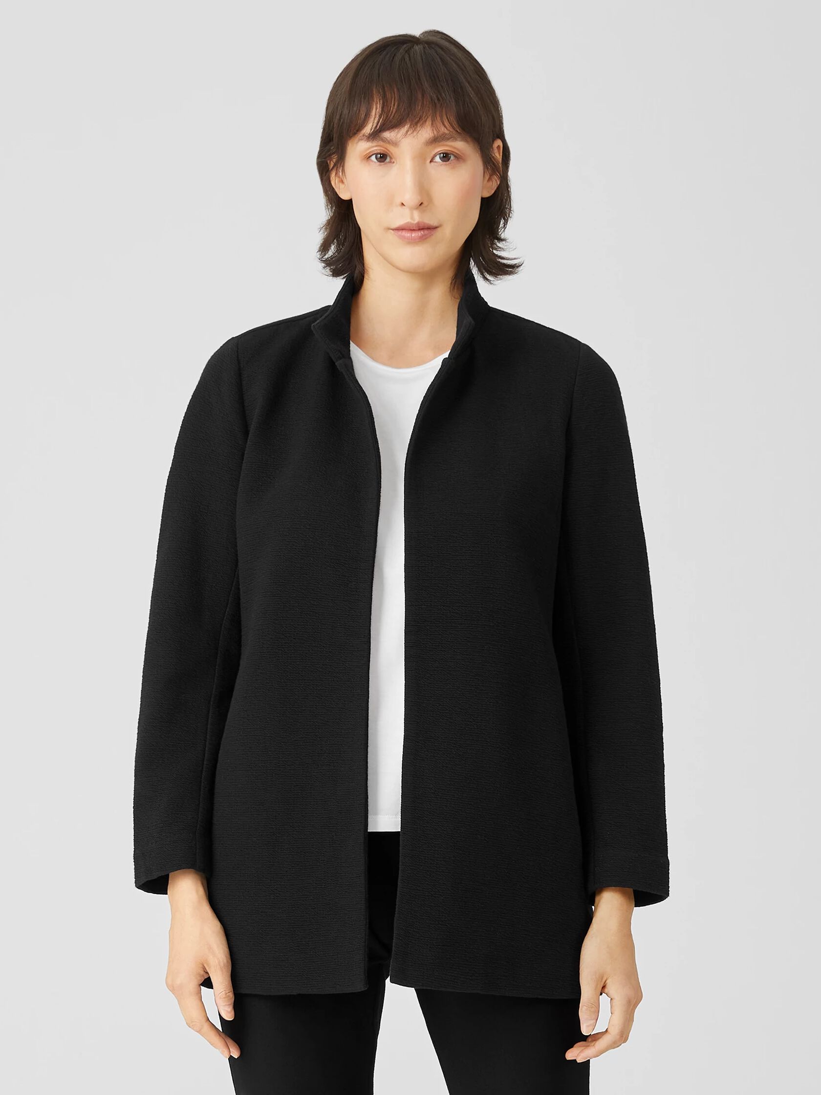 Crinkled Organic Cotton Knit Jacket