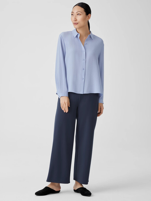 Silk Georgette Crepe Classic Collar Shirt