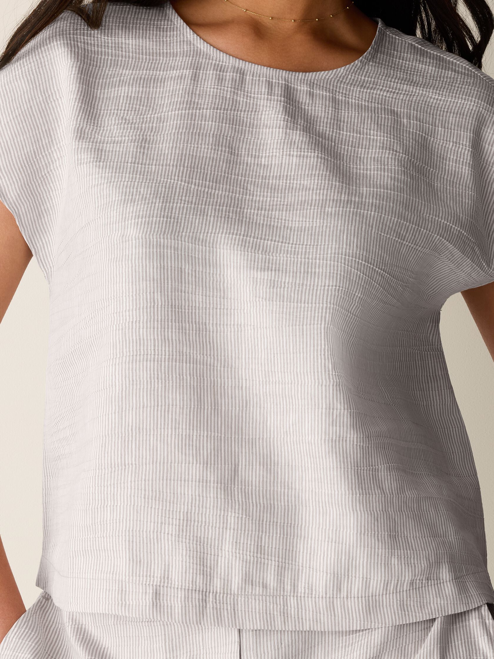 Striped Linen Sheen Square Top