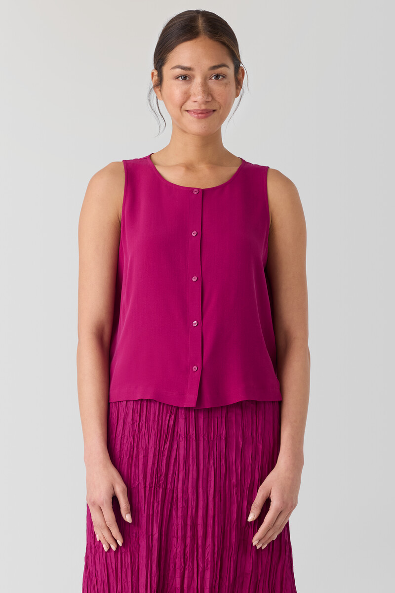 Silk Georgette Crepe Round Neck Vest Silk Georgette Crepe Round Neck Vest