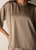 Stretch Silk Charmeuse Round Neck Top