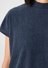 Woven Plisse Mock Neck Top