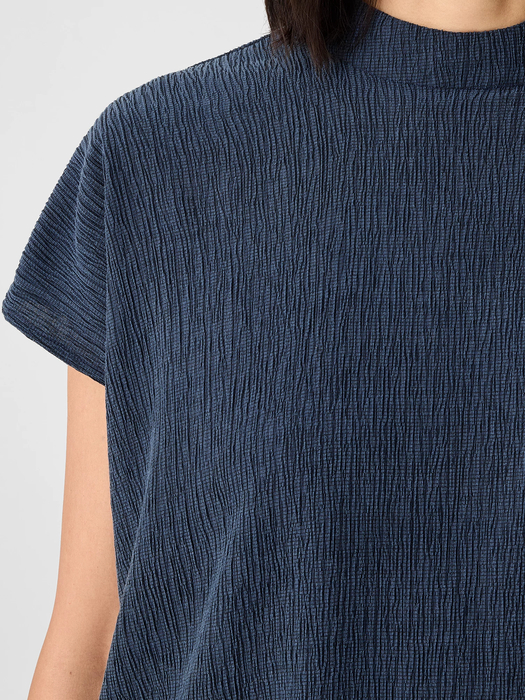 Woven Plisse Mock Neck Top | EILEEN FISHER